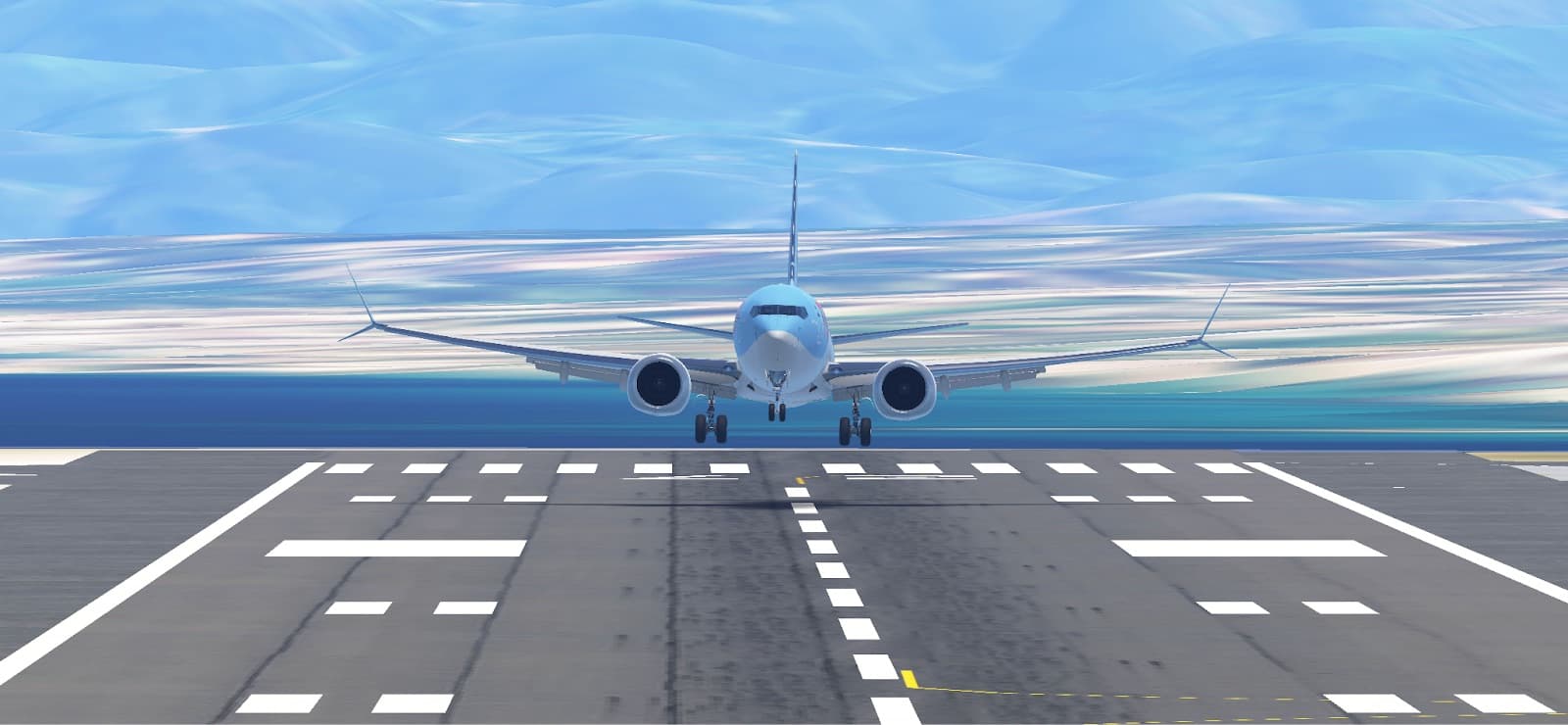 A TUI Boeing 737 lined up head-on at the end of the runway